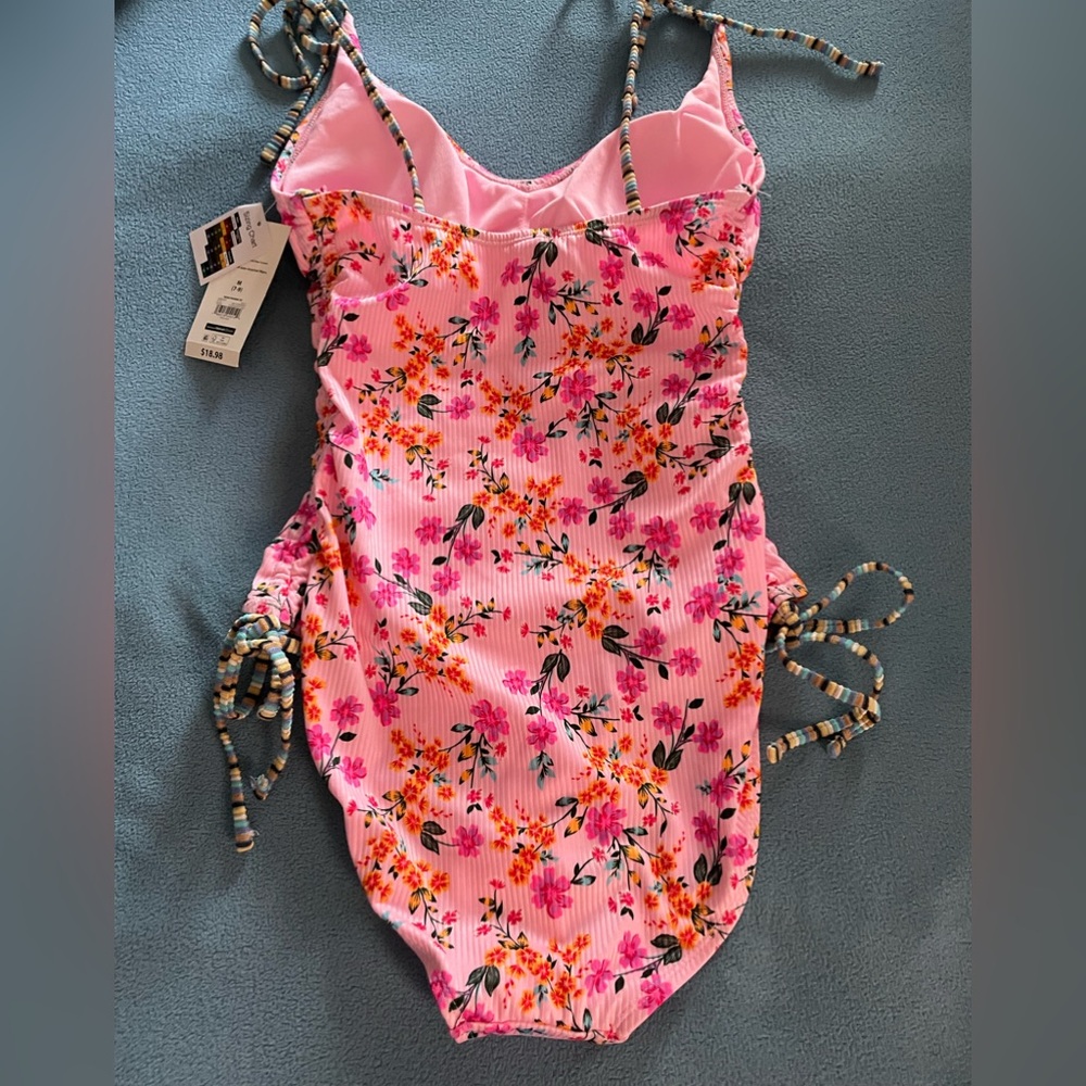 No Boundaries juniors’ size M (7-9) one-piece swimsuit-pink floral-NWT - Picture 7 of 8